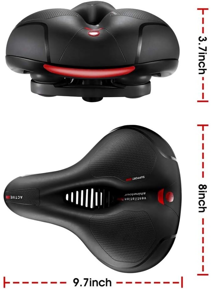 MJZ Bicycle Saddle, Comfortable Bike Seat Cushion With Dual Shock Absorbing Balls & Memory Foam Soft Wide Bicycle Saddle with Reflective Stripe & Breathable Bike Saddle Road Bicycle Saddle Riding Bicycle Seat Cushion - Image 3